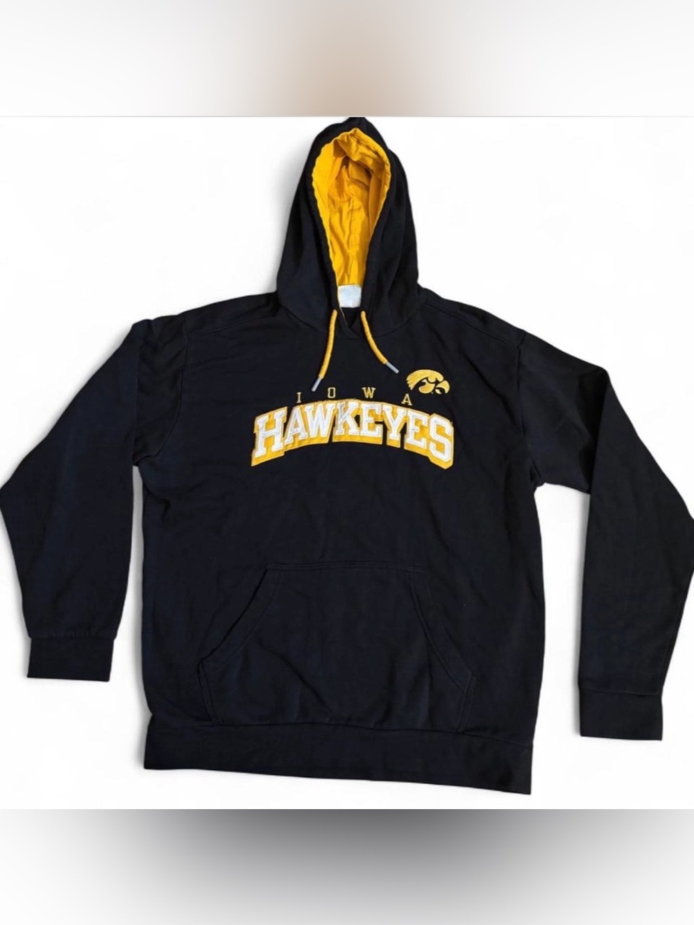 Champion Iowa Hawkeyes Black Gold Pullover Hoodie Sweatshirt Size L
